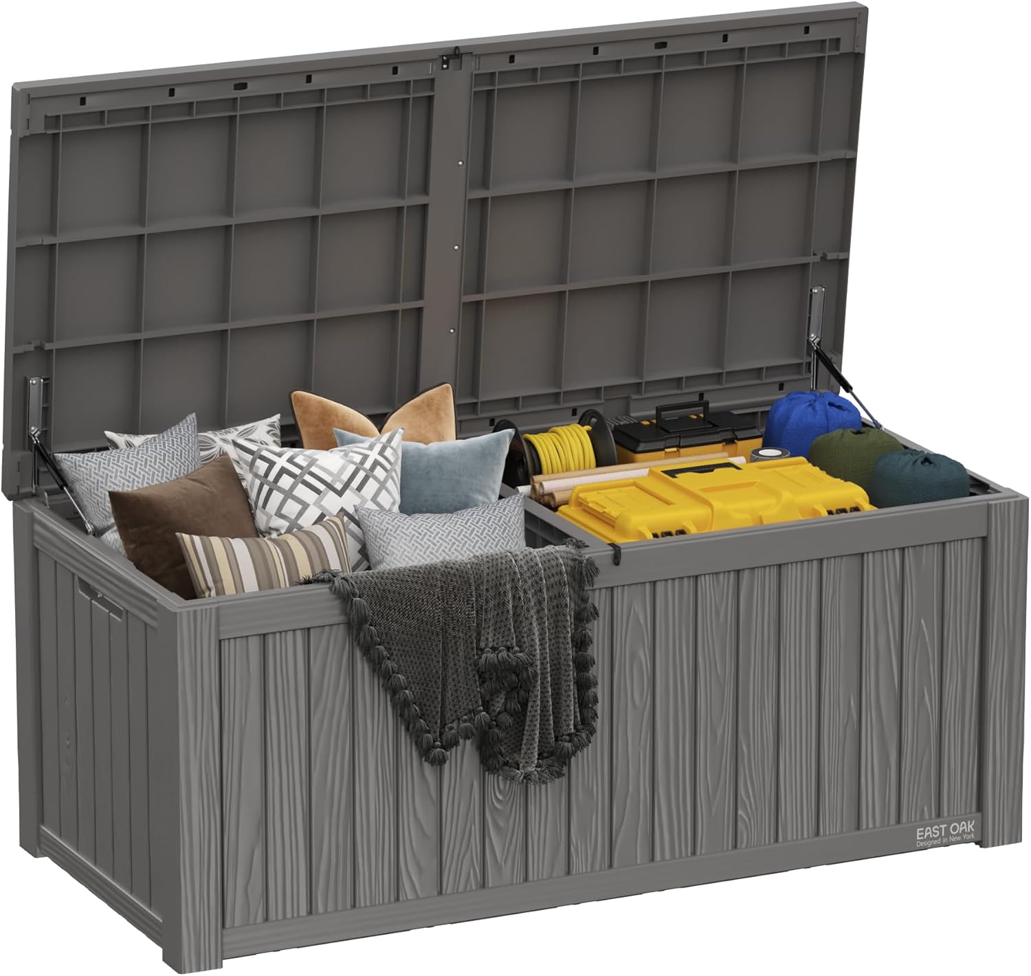 Gray 150 Gallon Lockable Weather-Resistant Plastic Deck Box