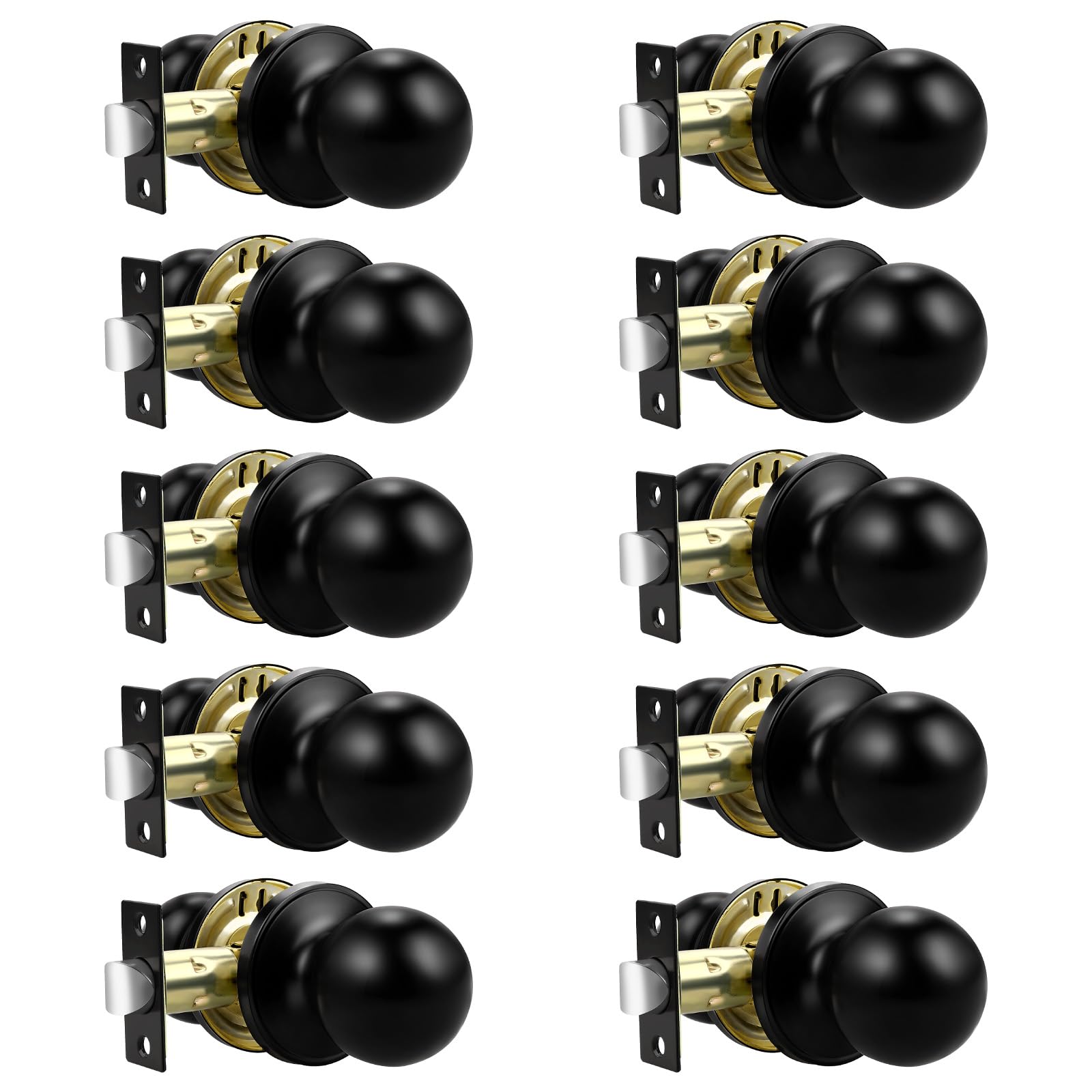 Black Interior Door Knobs - 10 Pack, Keyless Privacy -14