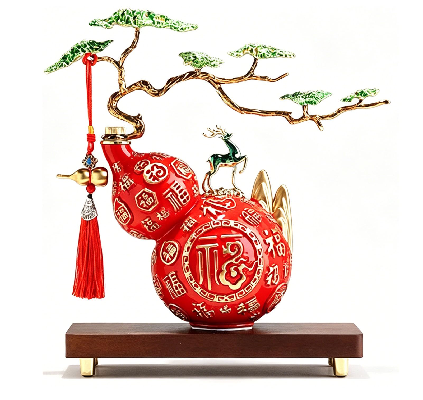 Feng Shui Good Luck Gourd, Chinese Resin Statue for Office Home Desktop