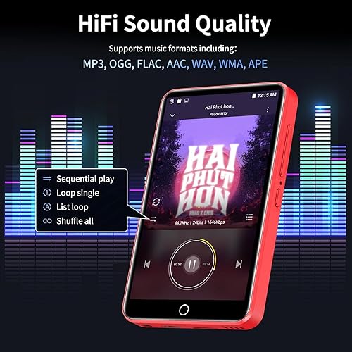 Miniatura 6 de Reproductor de MP3 con Bluetooth y WiFi, 80 GB de almacenamiento y sistema operativo Android, pantalla táctil de 4 pulgadas, reproductor de música y