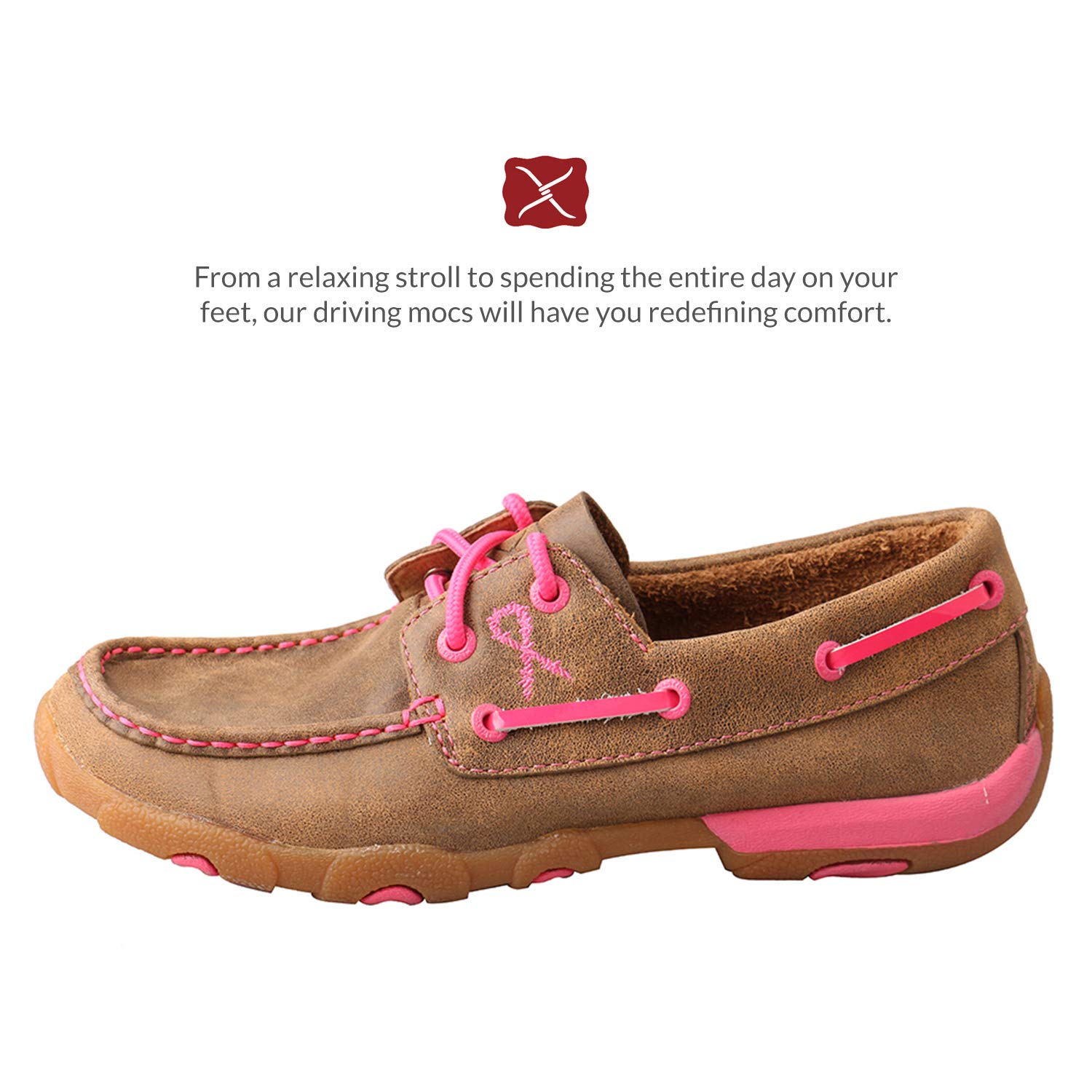 Twisted X Womens Boat Shoe Leather Driving Moccasins Bomber Neon