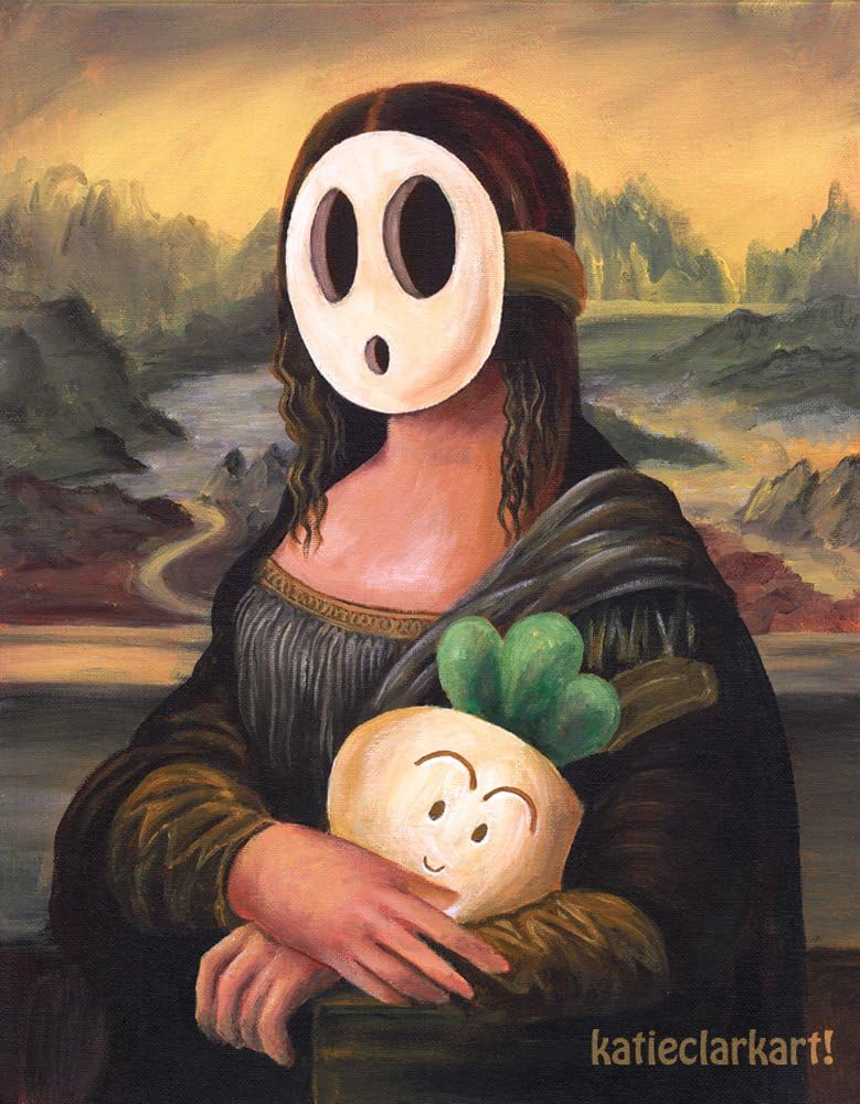 Mona Shyguy Print - Alternative Mona Lisa - Shy Guy Art - Nintendo Art - Video Game Fan Art - Mona Lisa Parody Art Print