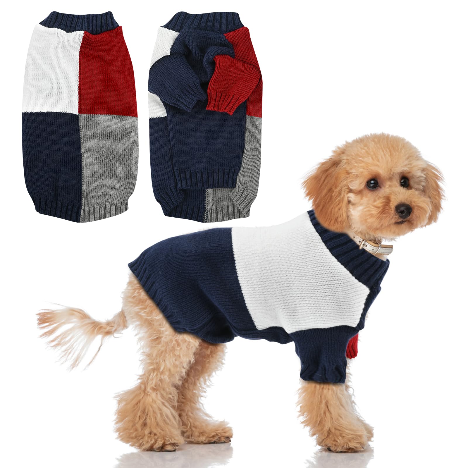 Sweter dla psa, elastyczny, miękki, pulower, zimowa kamizelka dla psa, komfort i ciepło, golf, dzianinowe ubrania dla psów, kolor, żywy, łatwy do zakładania psa, bluza dla psów, dziewcząt, chłopców