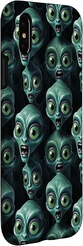 Miniatura 9 de iPhone 14 Pro Max Trippy Green Cool Alien Funny Party Faces Outer Space Aliens Case