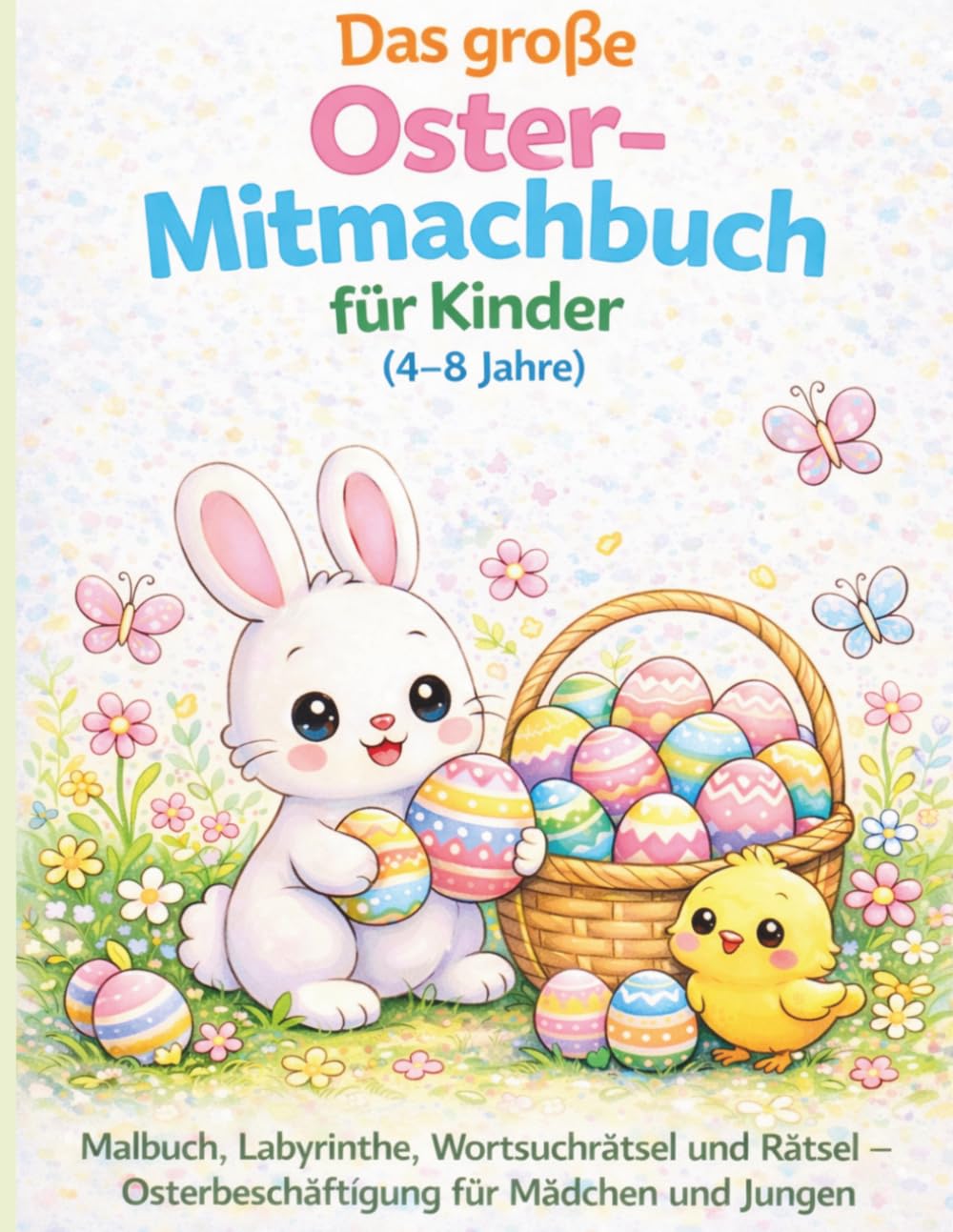 Das große Oster-Mitmachbuch für Kinder (4–8 Jahre): Malbuch, Labyrinthe, Wortsuchrätsel, Punkt-zu-Punkt und Rätsel – Osterbeschäftigung für Kinder