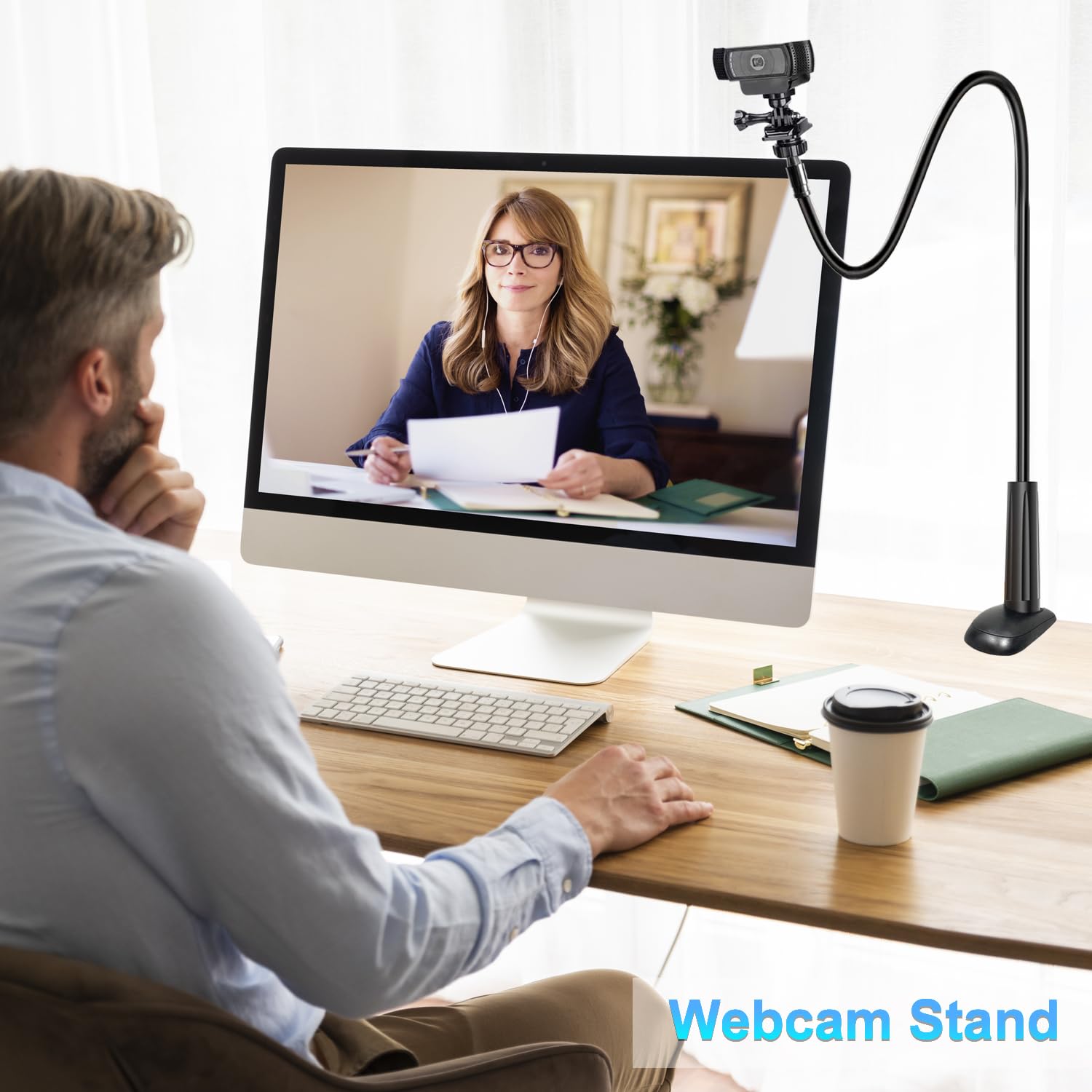 Webcam-Ständer für Schreibtisch, flexibler Schwanenhals, Webcam-Halterung, Arm mit Handyhalterung, Webcam-Ständer, Computerkamera-Schreibtischhalterung für Logitech C922 C930e C920S C920 C615 C960