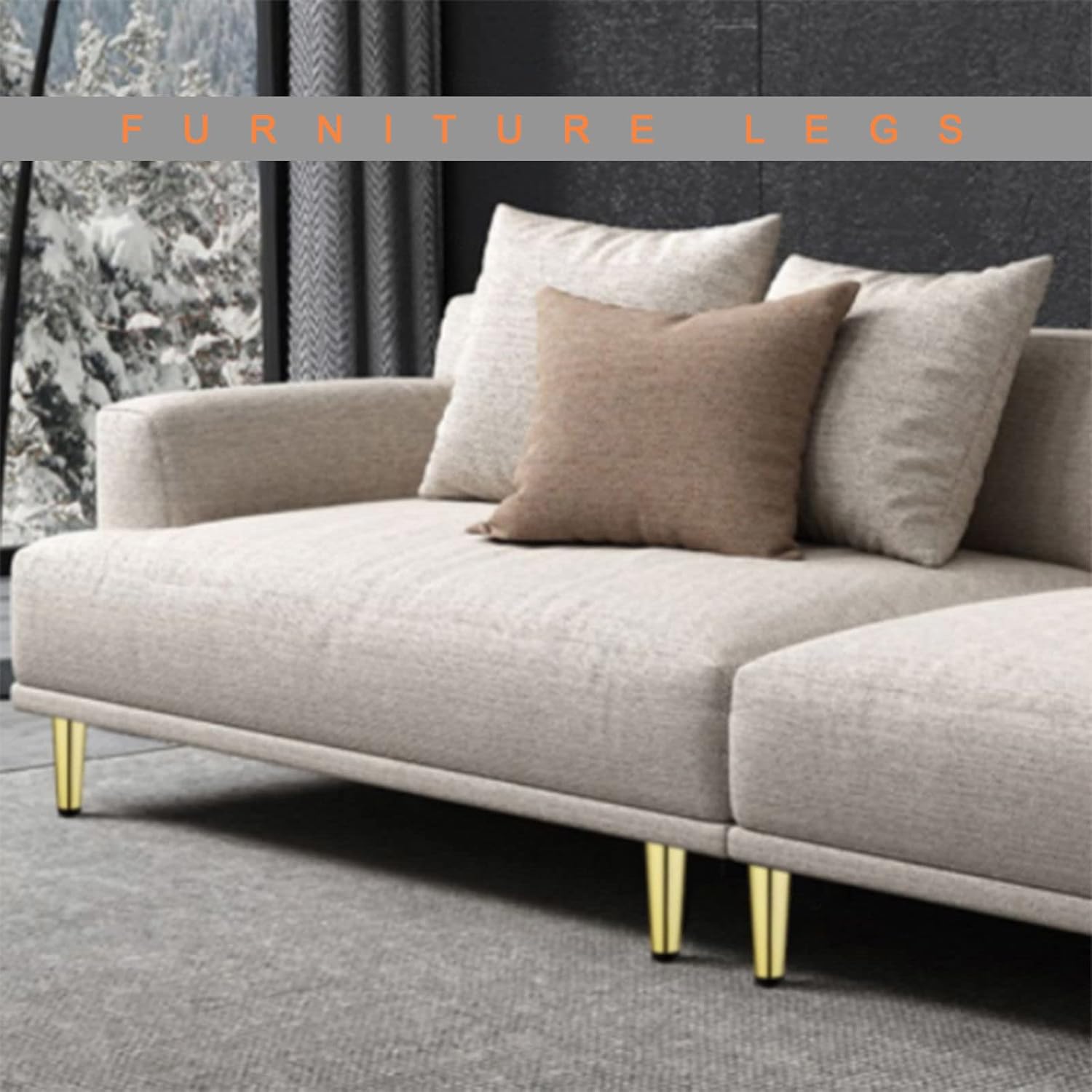Modern Furniture Legs,4Pcs,Straight Tapered Legs,Table Replacement Legs,Metal Sofa Legs,Gold Support Legs,Coffee Tables,Kitchen Furniture Legs,Multicolour-17cm/6.7in