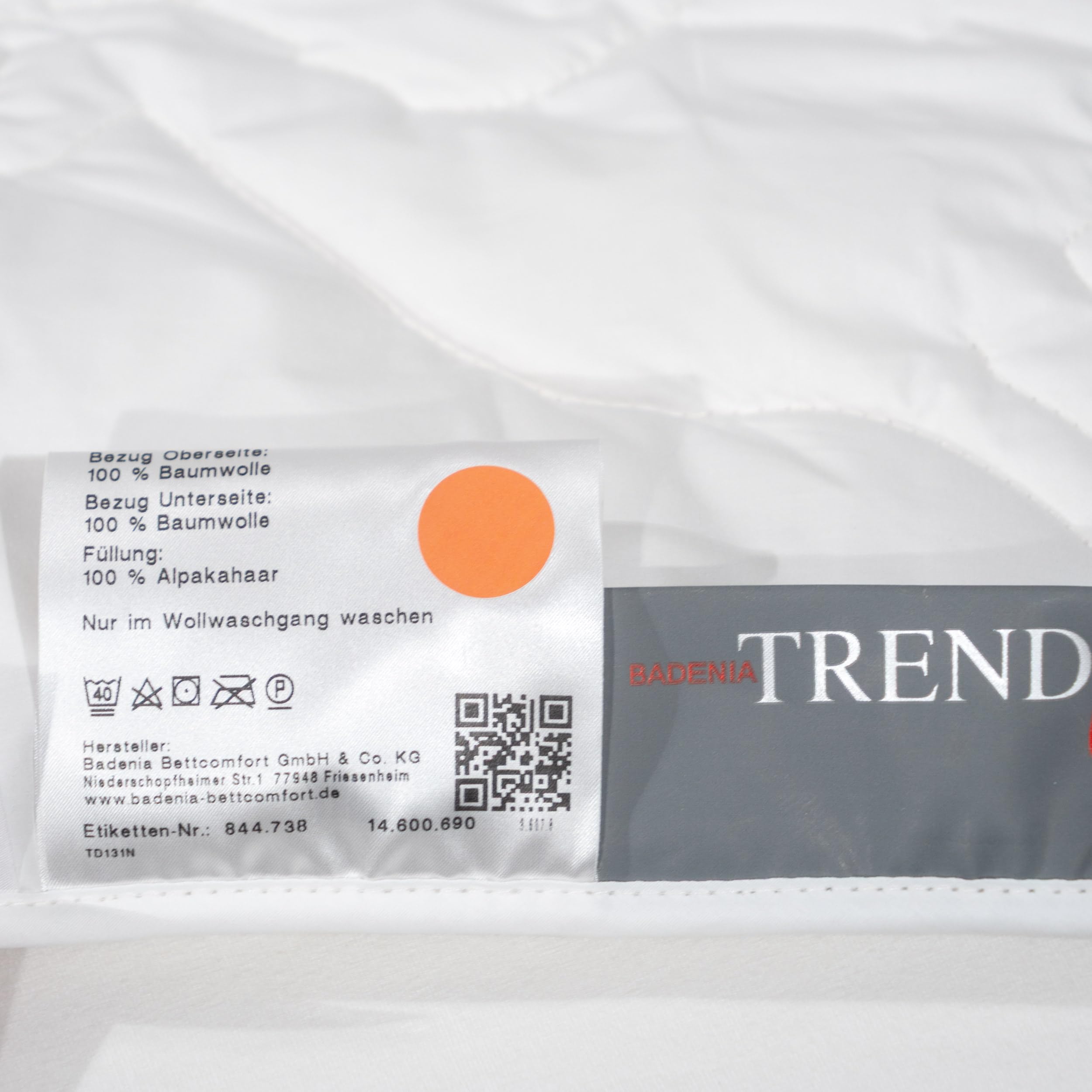 Badenia Trendline Alpaka Bettdecke | Feuchtigkeitsregulierend | Füllung: 100% Alpakahaar | Bezug: 100% Baumwolle Duo-Bett 135x200 warm