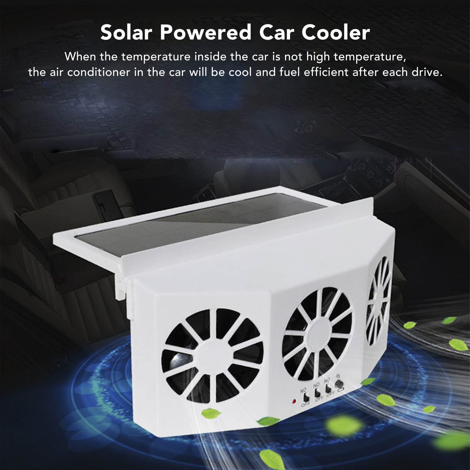 Ventilatore per Auto Ad Energia Solare, Radiatore per Auto Ad Energia Solare, Grande Angolo Grandangolare 3 Ventole Deodorante Ventilatore di Scarico per Auto a Risparmio