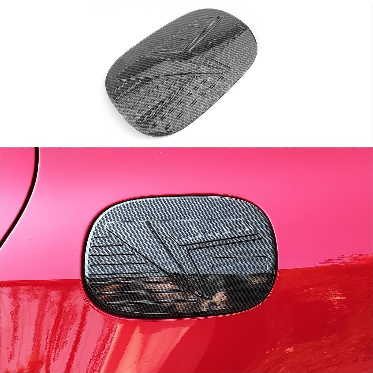 ABS Carbon Fiber Fuel Tank Cover Oil Gas Cap Fuel Filler Car Door Trim Compatible with Kia Stinger 2018-2023 Accessories