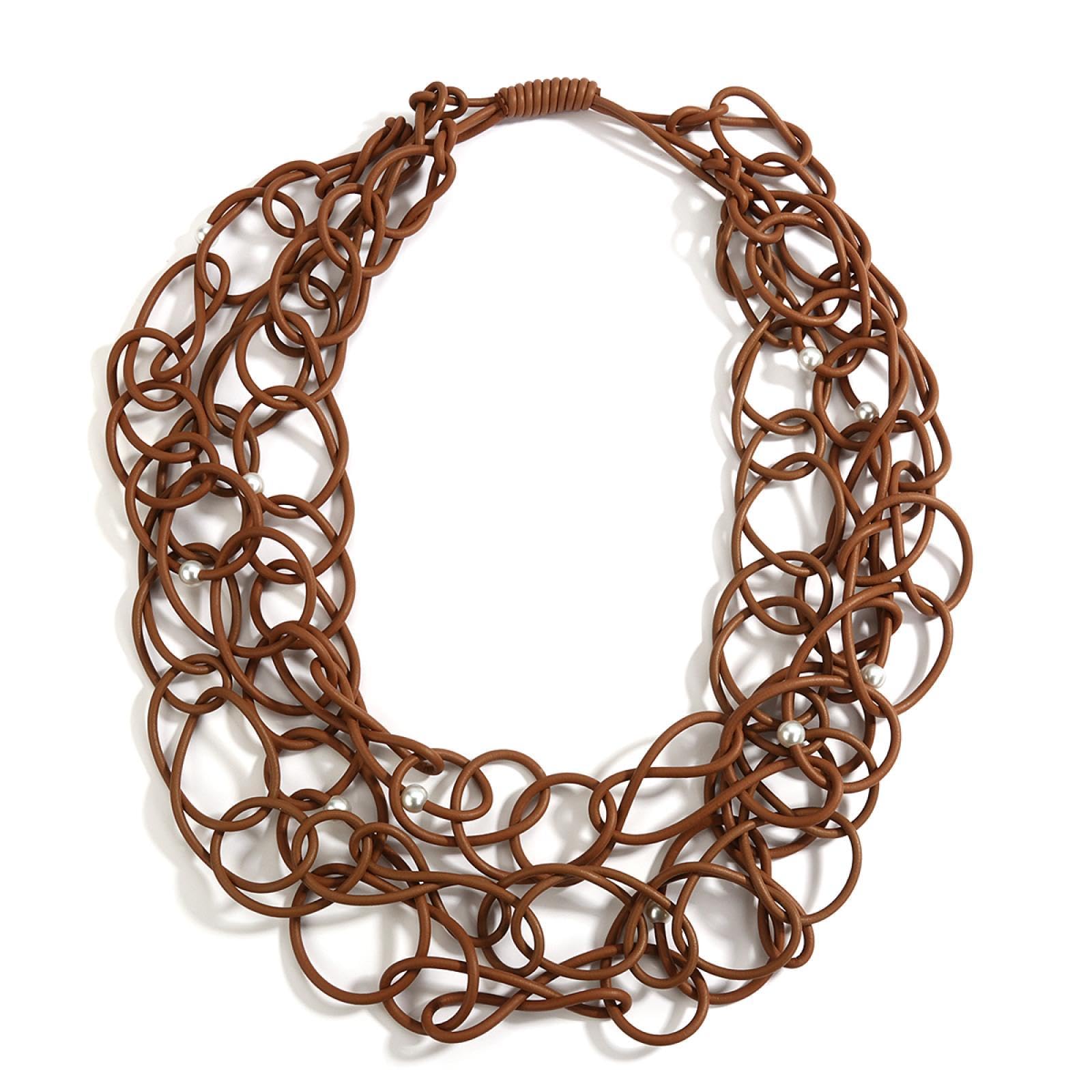 Collana Donna Ciondolo Catena Regalo Necklace Collane in Corda di Gomma Siliconica Marrone Colletto A Collo Corto di Tendenza per Donne Insolito Inverno