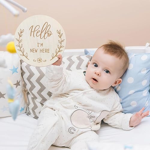 Miniatura 7 de Letrero de anuncio de bebé, letrero de bienvenida para recién nacido, letrero de madera con nombre de bebé para guardería, letrero de anuncio de