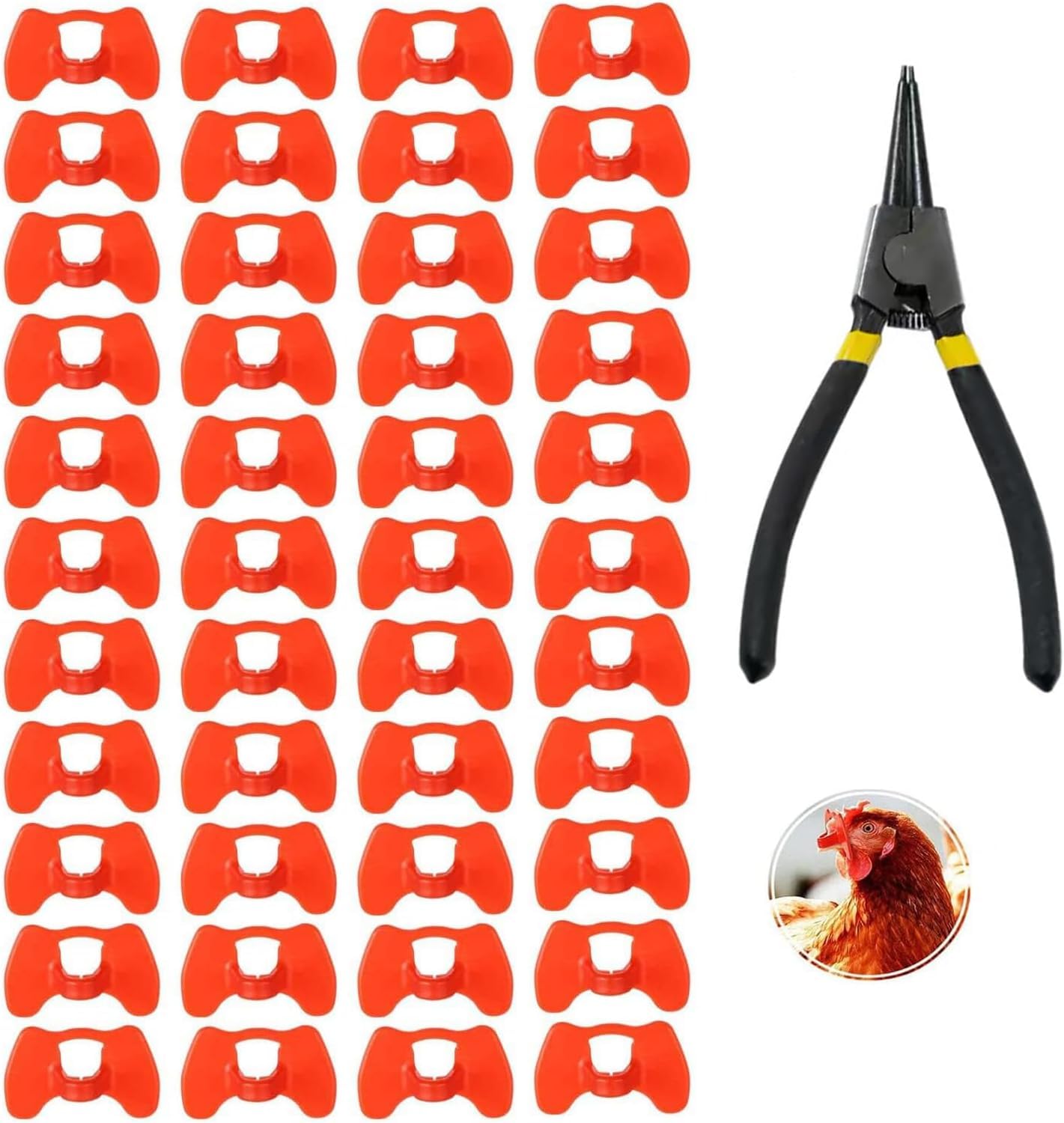 L 50Pcs Chicken Beak Clips Pliers For Chickens Poultry Blinders Chicken Peepers Chicken Spectacles Chicken Goggles Anti-Pecking Chicken Beak Clippers
