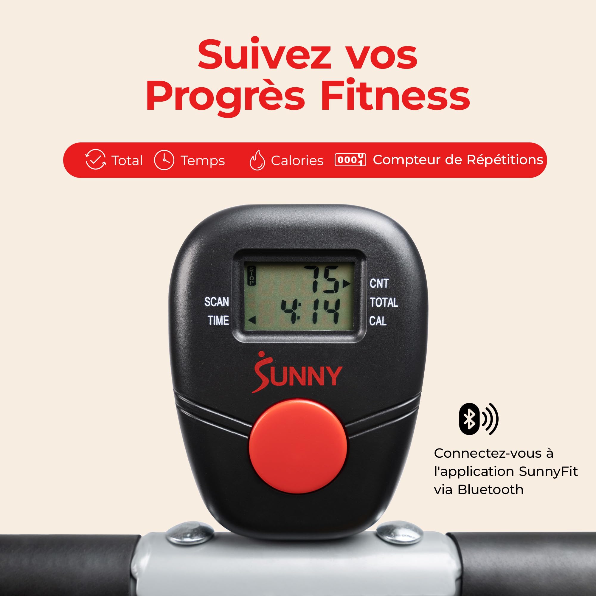 Sunny Health & Fitness Appareil Row-N-Ride Squat Assist, Équipement d’Entraînement Pliable avec Résistance Réglable, Machine de Fitness à Domicile pour Travailler Bras, Fessiers et Jambes, Option Plus