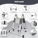 Chanjarhill Échelle Télescopique Pliante en Aluminium 5m Argenté - 3