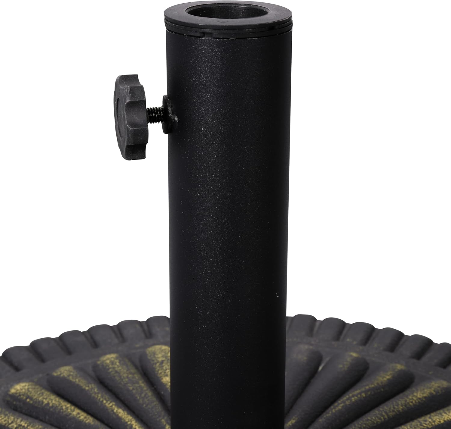 EMMA + OLIVER Keegan Cement Patio Umbrella Stand - Sunburst Pattern - 19.25" Diameter - Waterproof Polymer Coating - Universal Design Holds Most Umbrellas, Bronze