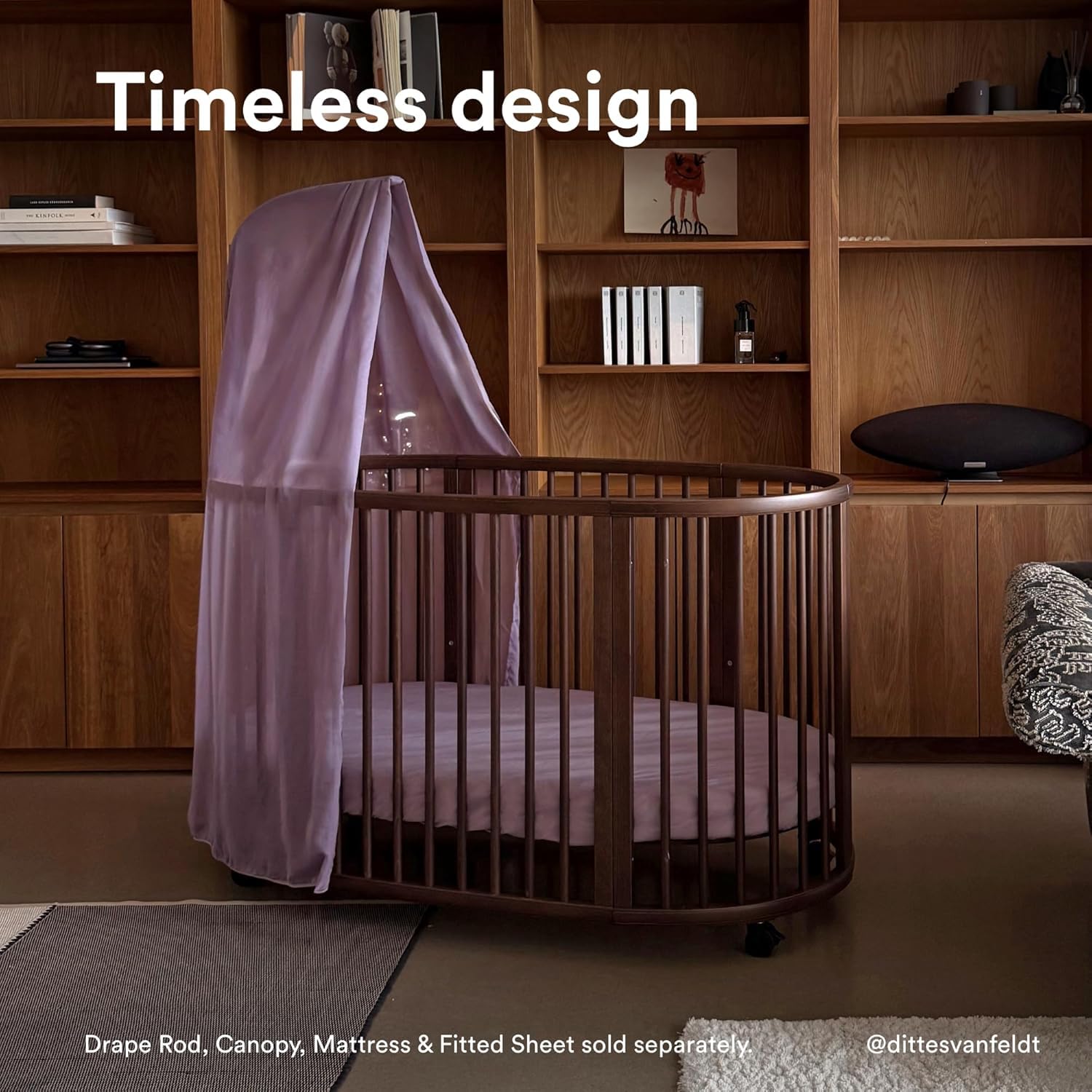 Stokke Letto Sleepi, Warm Brown - Letto ovale adatto dalla nascita fino ai 5 anni - Regolabile, elegante e flessibile - Telaio robusto in legno di faggio