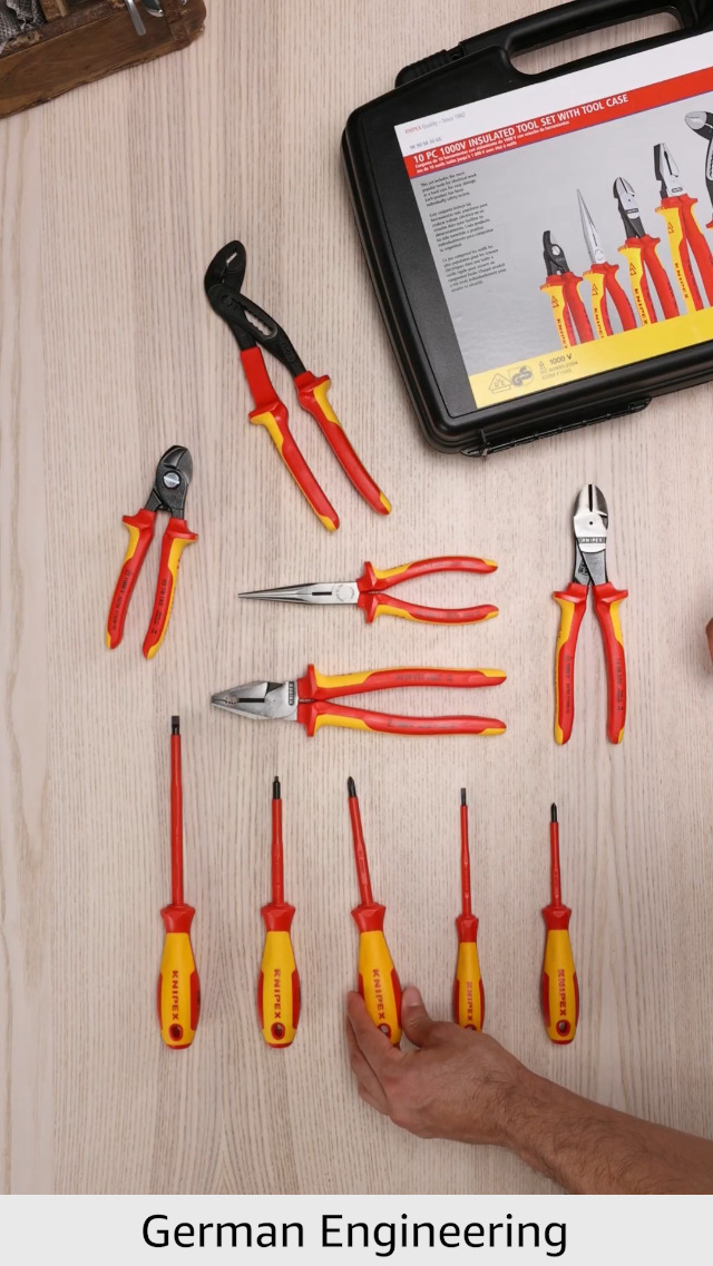 KNIPEX 989830US 10 -Piece 1000V Insulated Pliers, Cutters, and