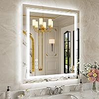 Vista 105 de WTTY LED Bathroom Mirror 32"x32" with Backlit and Front Light,Stepless Dimmable LED Mirror for Bathroom,Anti-Fog Lighted Bathroom Vanity Mirror