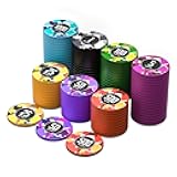 Poker Chips with Denominations, 100pcs 11.5g Weighted Numbered Casino Chips Set, Portable & Compact for Home Game Night, Casino Party, Texas Hold'em, Blackjack, Gift for Poker Lovers