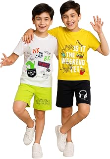 Kuchipoo Boys Regular Fit Cotton T-Shirts and Shorts Set Price In India