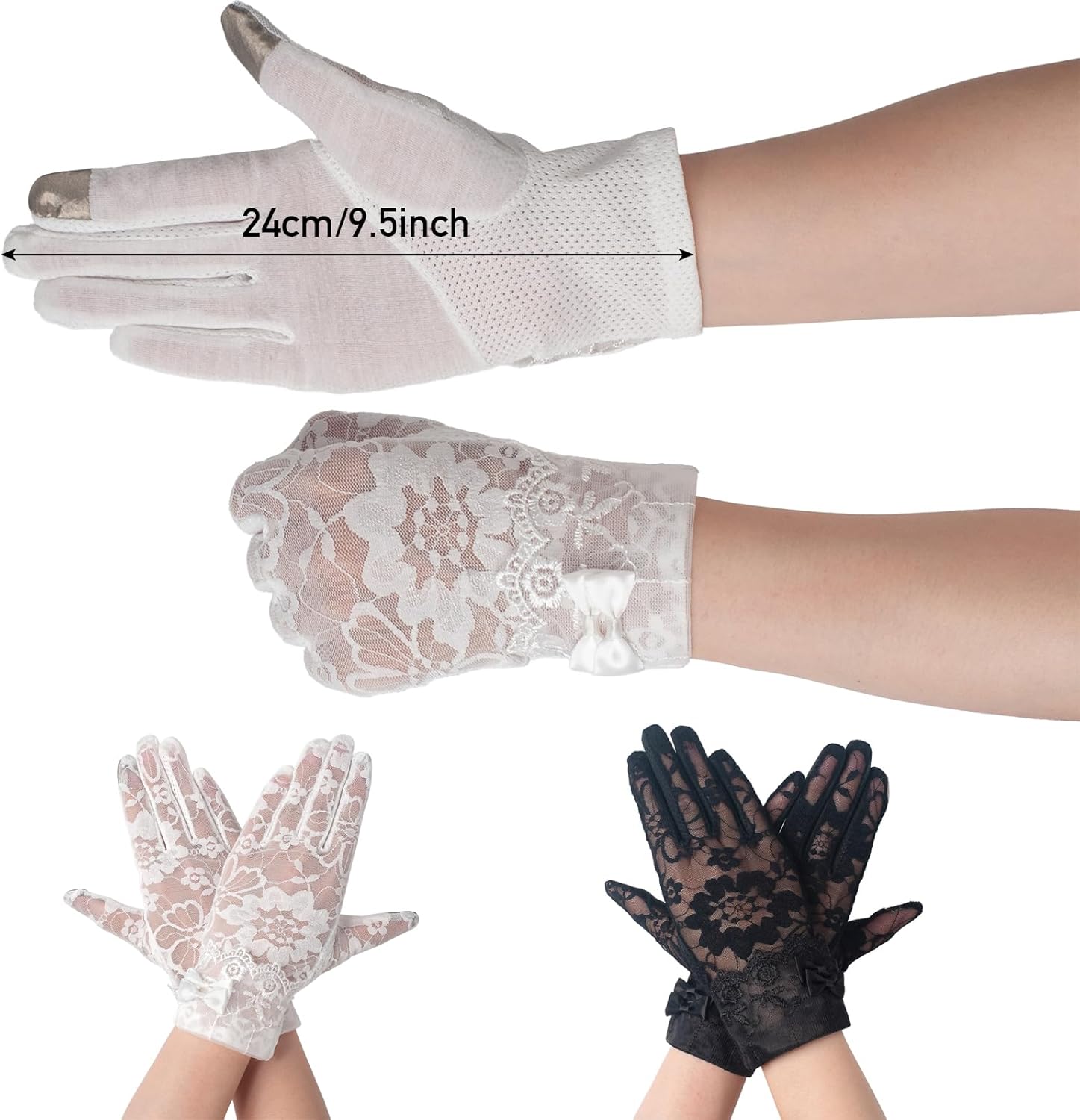 Women's Lace Floral Opera Tea Party Gloves Elegant Floral Bridal Wedding Prom Short Gloves Costume Accessories - Image 3