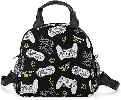 Wiqodme Joystick Gamepad - Bolsa de almuerzo aislada con correa ajustable para el hombro para mujeres y hombres, bolsa de almuerzo reutilizable para