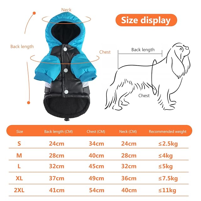 Foto 3 de 7 de PETCUTE Chaqueta con Capucha para Mascotas Perros,Chaqueta para Perro con Forro Polar,Abrigo de Invierno…