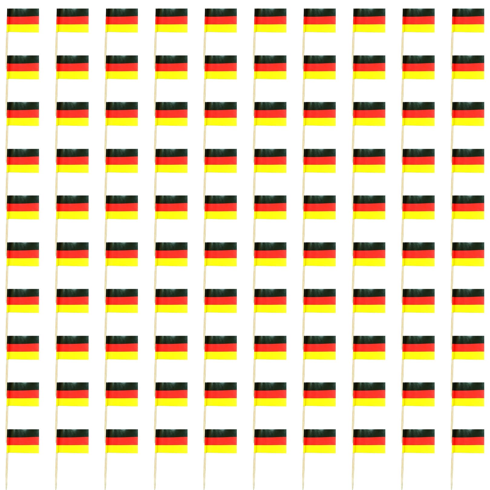 100 Stück Länder Flagge Zahnstocher Flagge,Zahnstocher Mit Fähnchen,Obst Picker Papier Kuchen Topper Sticks,Zahnstocher Flaggen,Cocktail Picks Mit Doppelseitig Druck,für Party Deko (Deutschland)