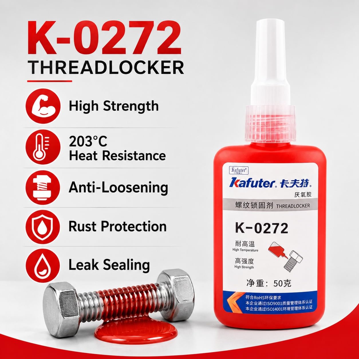 VIDOO Kafuter K-0272 Pomarańczowo-Czerwona Kotwa do Rur Żaroodpornych 203°C, Kotwa do Rur, Nieprzepuszczalny Szczelny Uszczelniacz Zaworów Metalowych, Żel Mocowania Elementów ze Stali, 250g