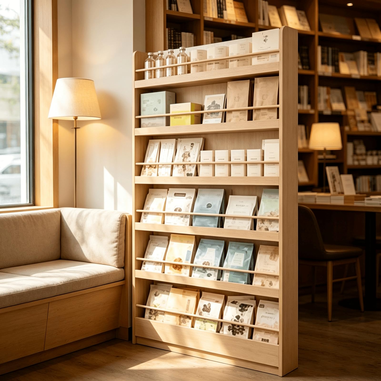 Estantería de Libros 6 Niveles de Madera, Estante Estrecho