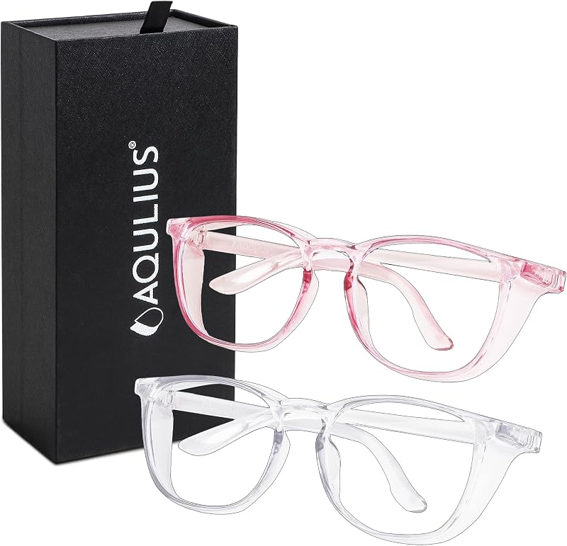 Aqulius Paquete de 2 lentes de seguridad elegantes, resistentes a los arañazos, lentes de seguridad para mujeres, luz azul, lentes para enfermeras
