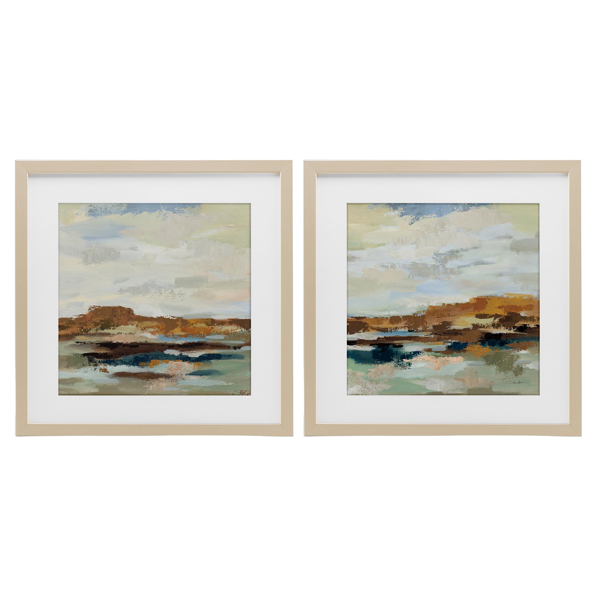 Stupell Industries Southwestern Horizon Landscape Southwestern Abstract Desert, 16 X 16 Inch Framed Print Under Glass Set