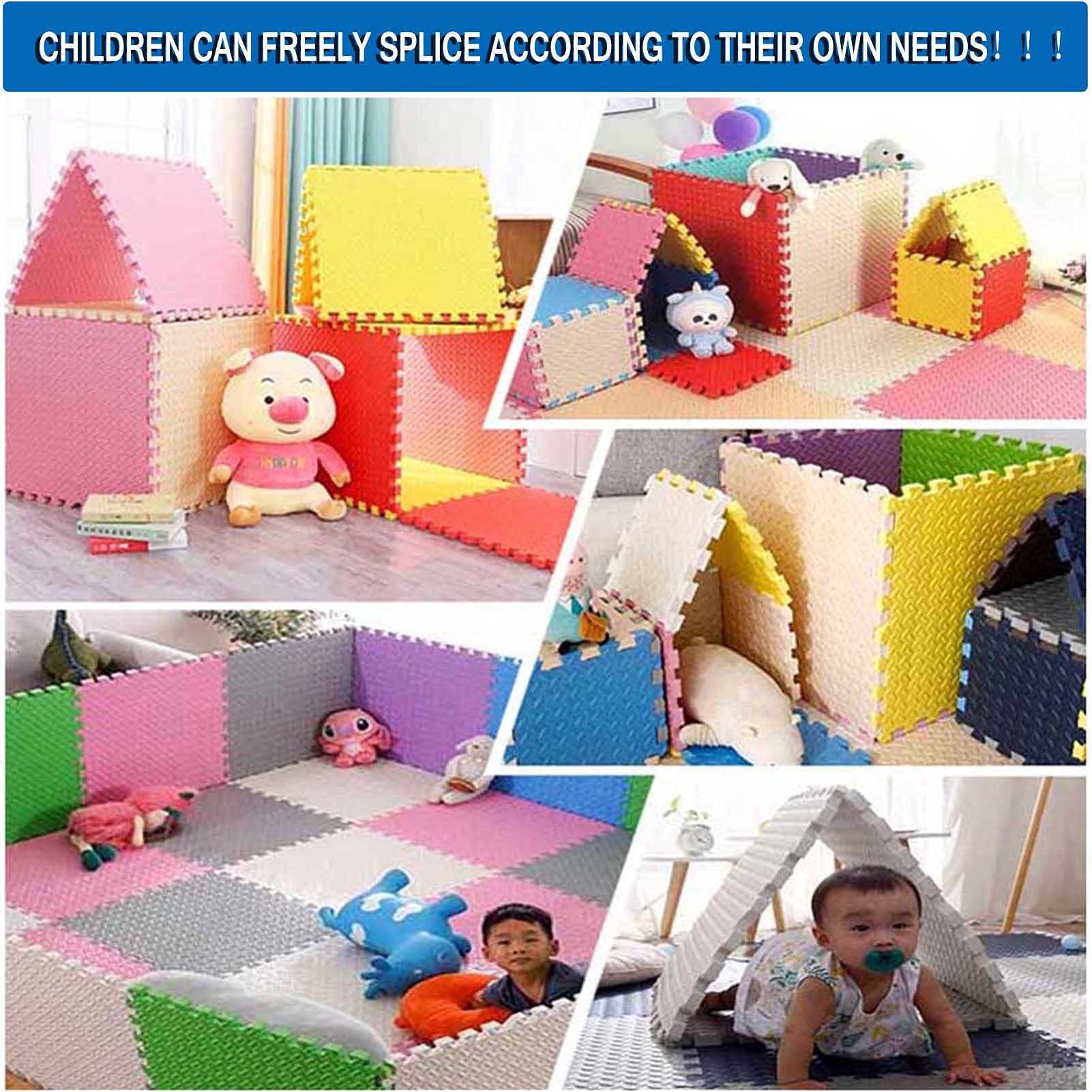 Tappetino da Gioco in Schiuma per Neonato E Bambini,Tappetini Ad Incastro in Schiuma Eva 6/8/9,Spessore 1.2 Cm,Tappeto Puzzle Morbido per Bambini Gattonare Esercizio,Beige+Brown,9pcs