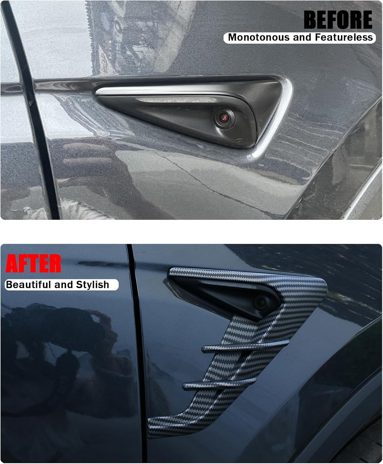 Side Camera Indicator Protection Cover for Tesla Model Y Juniper 2025-2026 Accessories - Carbon Black ABS Material - Exterior Decorative Accessory for Model Y Juniper