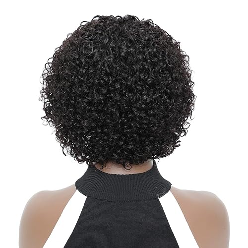 Miniatura 4 de Pelucas cortas de cabello humano para mujeres negras, densidad del 150%, pelucas cortas para mujeres de mediana edad, hechas a máquina, pelucas