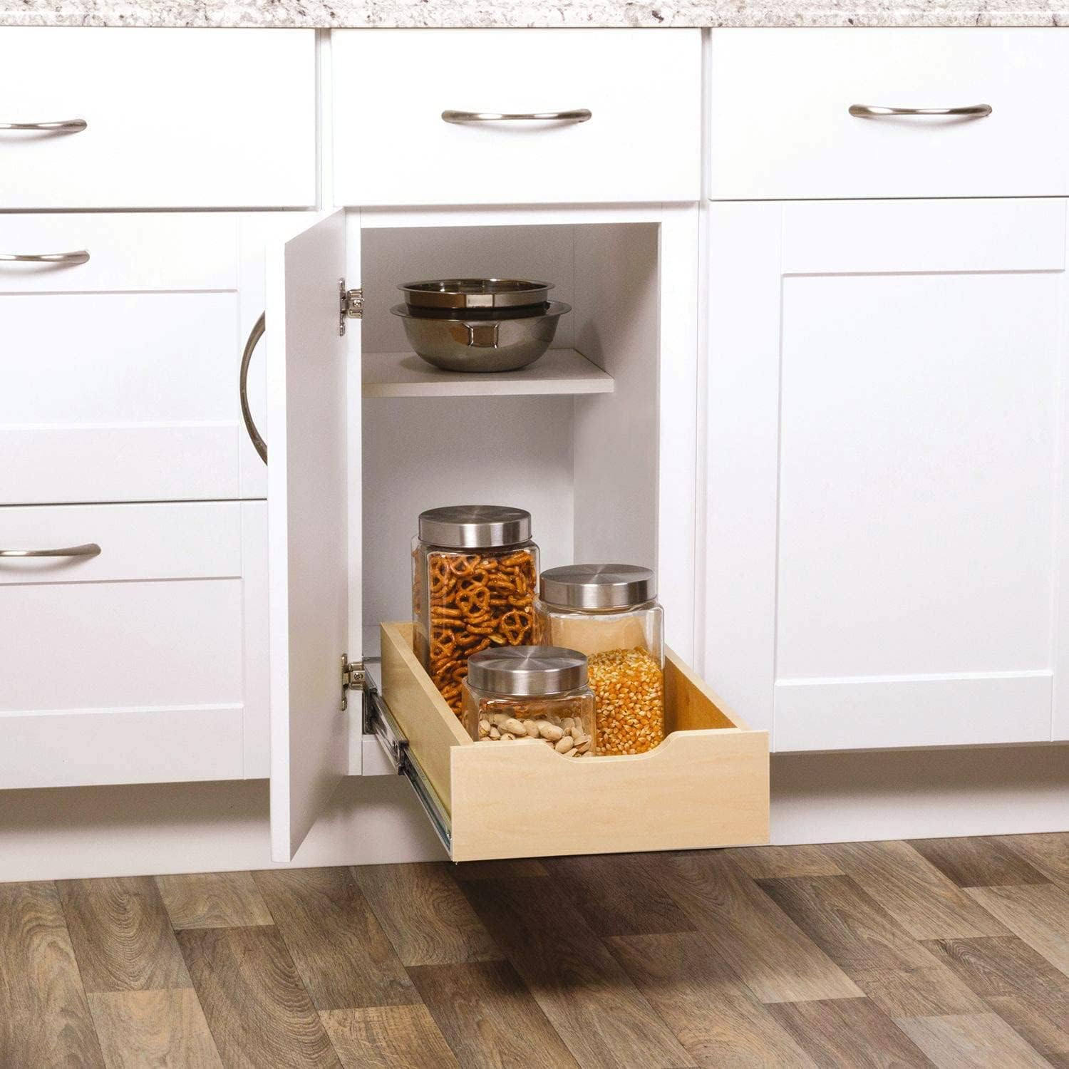 Knape & Vogt RS-WMUB-11-WD 5 in. H x 12 in. W 22 in. D Soft-Close Wood Drawer Box Pull Out Cabinet Organizer