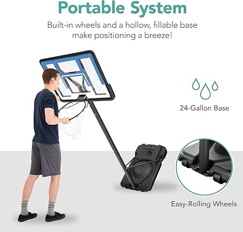 Miniatura 23 de Best Choice Products Aro de baloncesto regulador de 10 pies, portería de 7.5 a 10 pies de altura ajustable para exteriores con borde absorbente