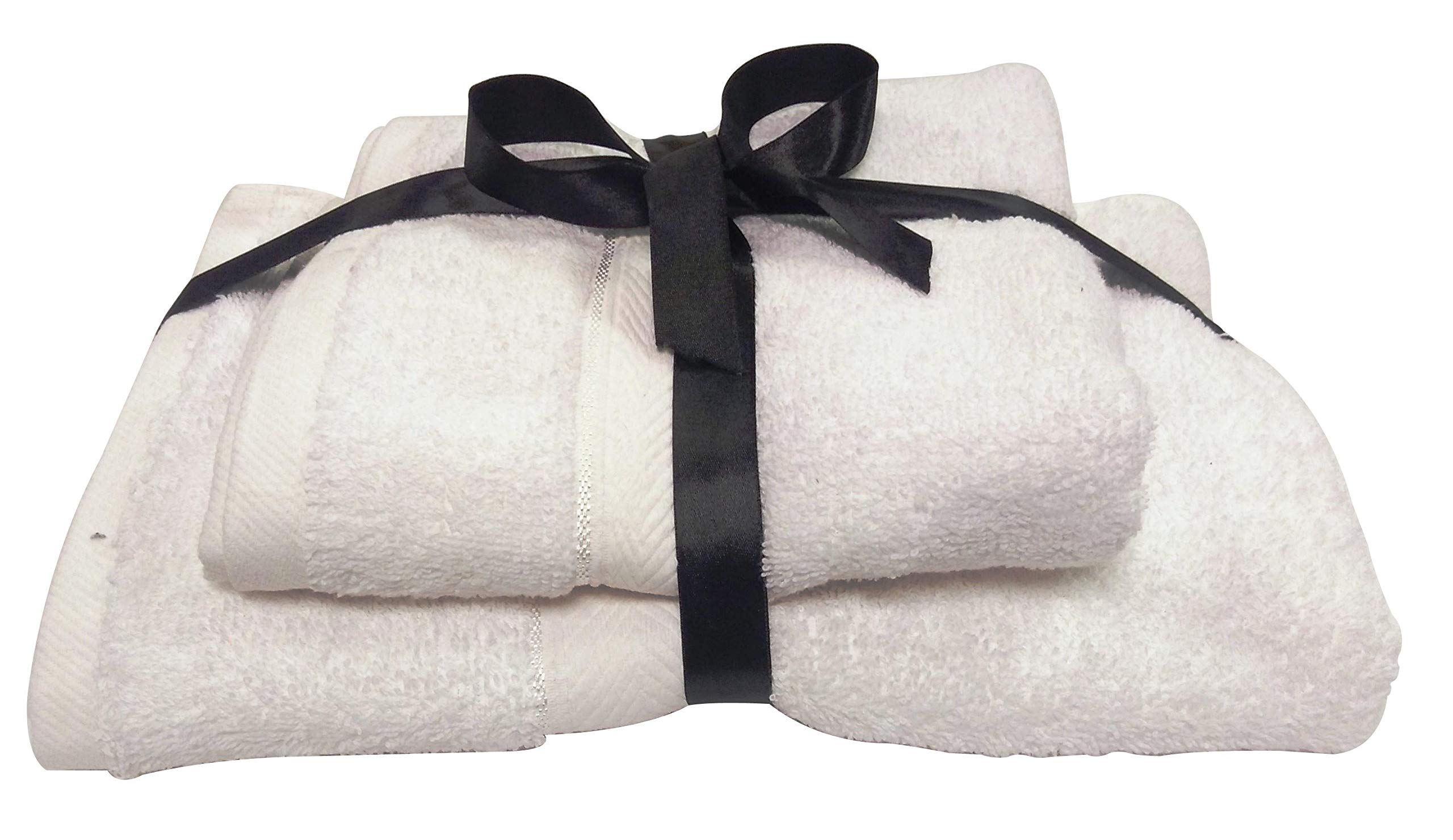 Deyarco Princess 100% Cotton 480GSM Terry Towel 2pcs Set - Size: Bath Towel 70 x 140cm, Hand Towel 40 x70cm, White