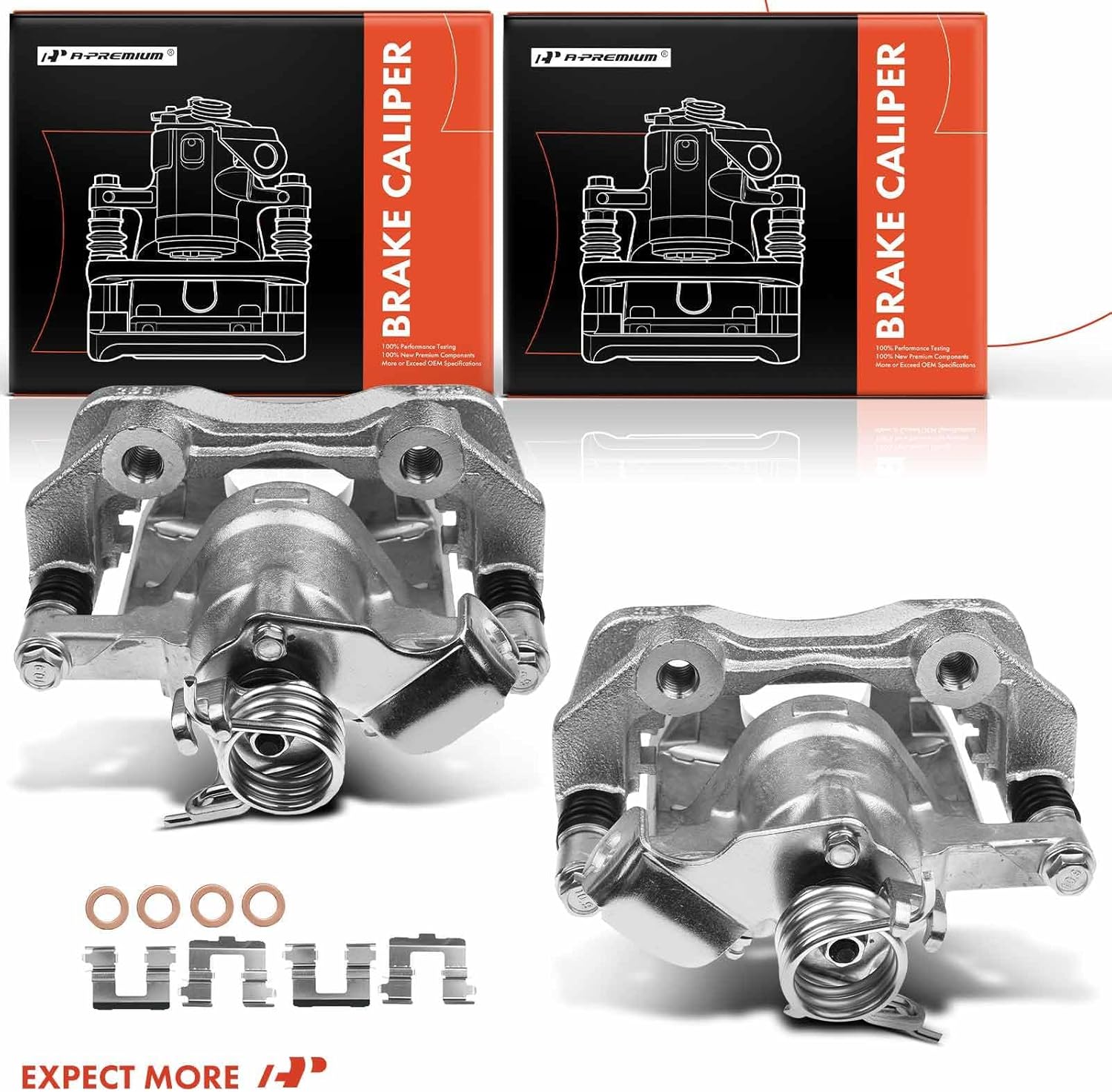 A-Premium Disc Brake Caliper Assembly with Bracket Compatible with Select Ford Models - Mustang 2015-2020 EcoBoost Premium/EcoBoost, Mustang 2015-2017 V6 - Rear Driver and Passenger Side