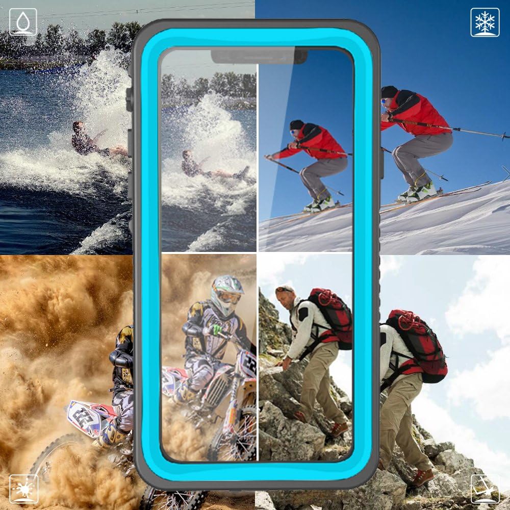CellEver Compatible with iPhone Xs/X Case Waterproof Shockproof IP68 Certified SandProof Snowproof Full Body Protective Cover Designed for iPhone X/iPhone Xs 5.8 inch - FS Ocean Blue