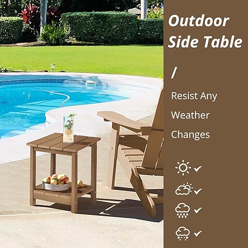 Miniatura 187 de LUE BONA HDPS - Mesa auxiliar para exteriores, pequeñas mesas auxiliares Adirondack para exteriores, mesa auxiliar exterior para patio, porche, Negro