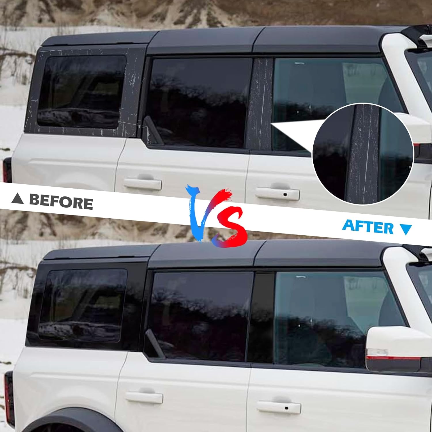 MAIKER 14pcs Black Pillar Posts Trim Kit Anti Scratch B Pillar Molding Cover Stickers Center Window Outer Pillar Post Panel Covers for Ford Bronco 4 Door 2021-2023 Decorative Exterior Accessories