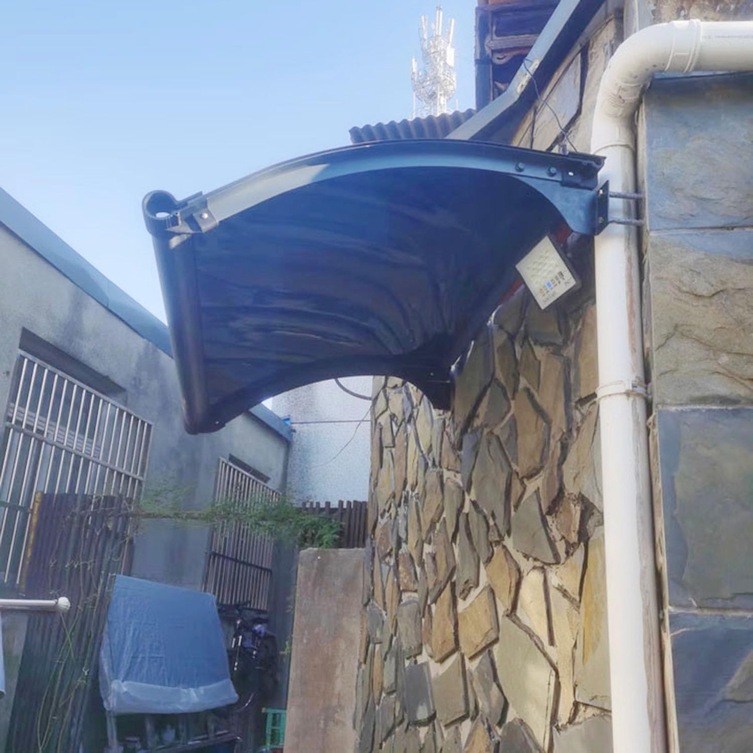 Window Awning Front Door Canopy Exterior Polycarbonate Cover for Patio Door Balcony Backyard Pergola Rain Snow Sunlight Protection 50x57-128x409cm(Gray,50x57cm)