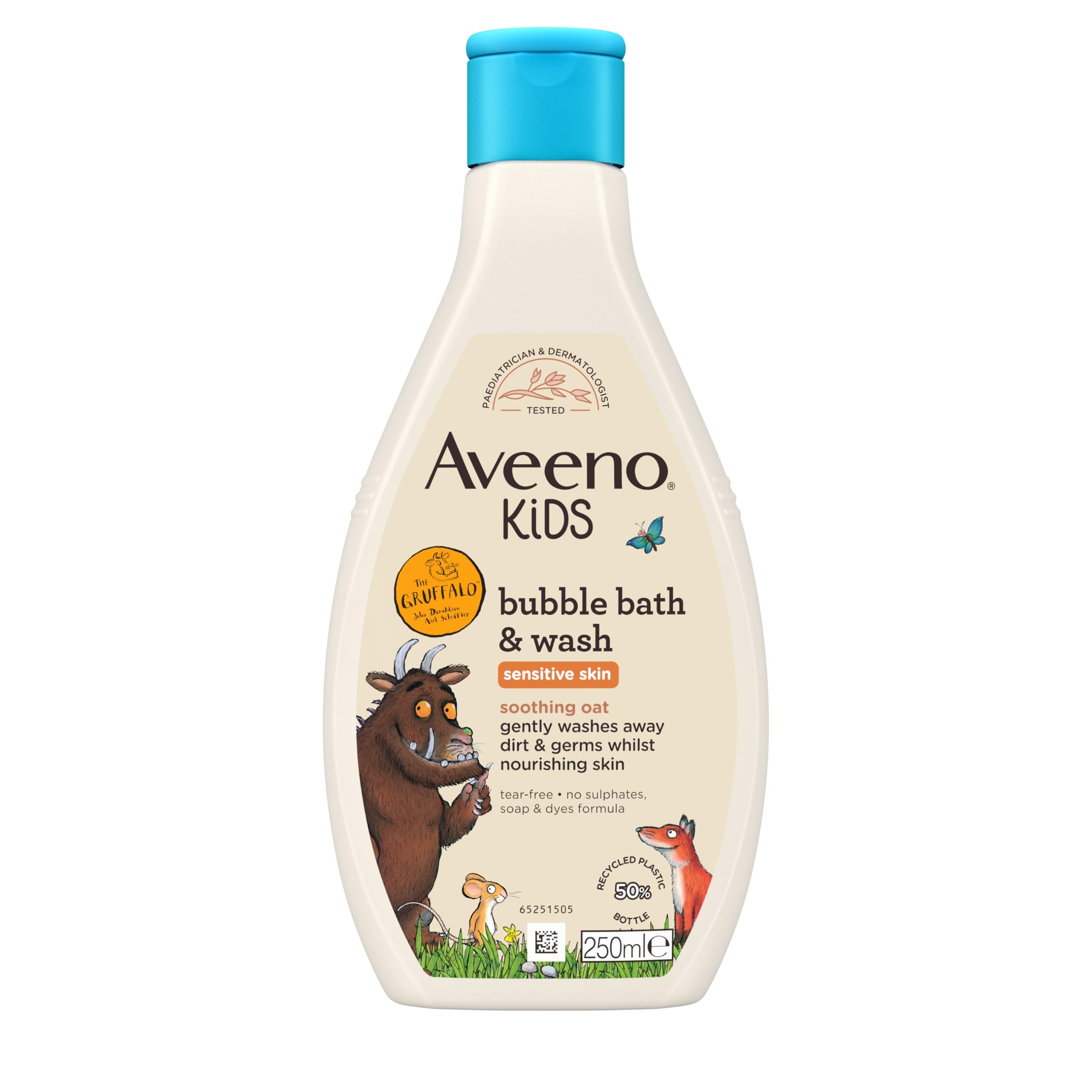 Aveeno Kids Bubble Bath & Wash for Sensitive Skin 250ml Gruffalo Edition