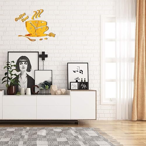 Miniatura 5 de Enfudid Relojes de pared de acrílico Reloj de taza de café Reloj con pilas Reloj grande para oficina