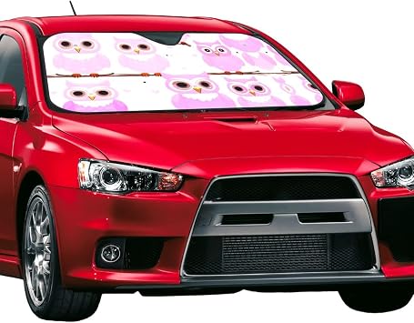 Cute owl Windshield Sun Shade, Reflective Bubble Aluminum Car Visor, Universal Fit Car Accessories for Front Window