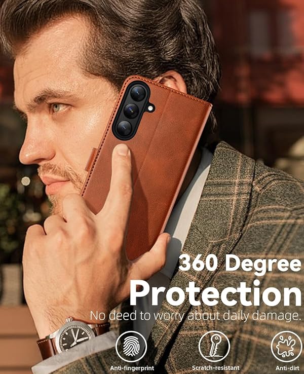 OCASE Compatible with Galaxy S25 Wallet Case, PU Leather Flip Folio Case with Card Holders RFID Blocking Kickstand [Shockproof TPU Inner Shell] Protective Phone Cover 6.2 Inch 2025, Brown by OCASE - Used condition - Image 6
