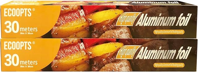 Aluminum Foil Roll 30CM×30M Long Heavy Duty Aluminum Foil Wrap for Grilling,Baking, Roasting, Catering with Nonstick Trait (2 Pack)