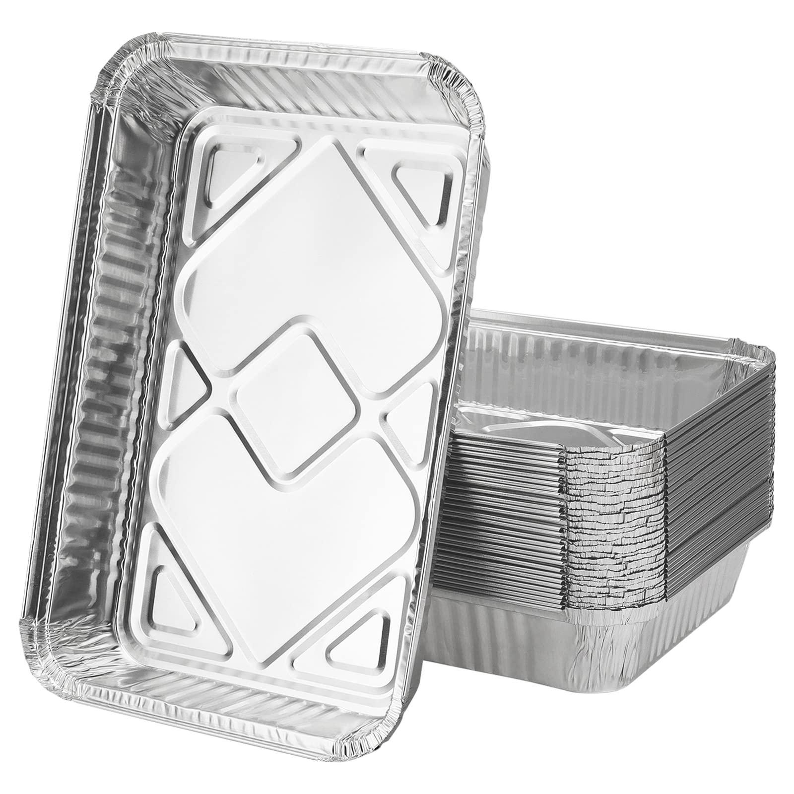 HAKZEON 30 Pack 32 x 26 x 6 cm 3500ml Large Aluminium Tin Foil Trays, Tin Foil Containers Foil Pie Dishes for BBQ, Cooking, Baking, Broiling, Roasting